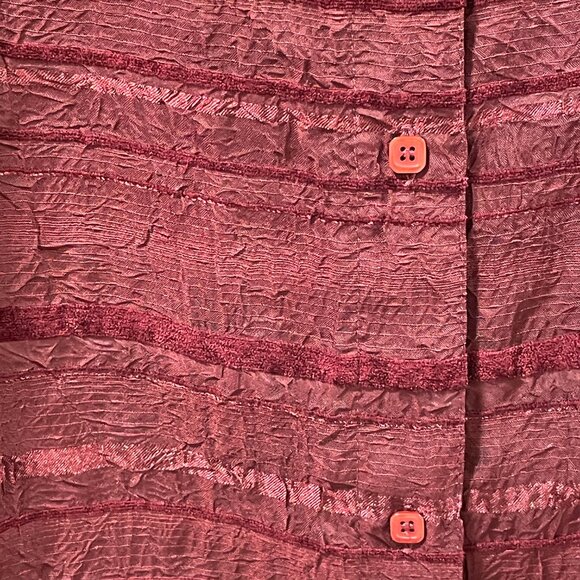COLDWATER CREEK Sheer Woven Textured/Crinkle Long Sleeve, Maroon/Wine - XL - Picture 6 of 9